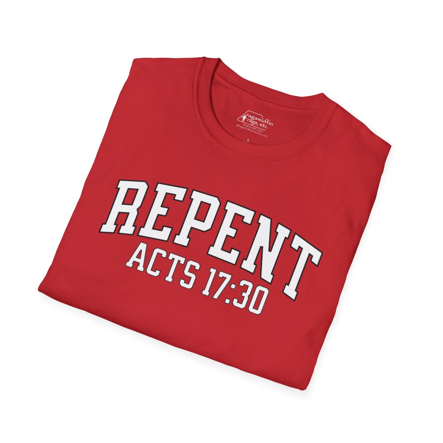 Repent Acts 17:30 Bible Verse Unisex Heavy Cotton Tee