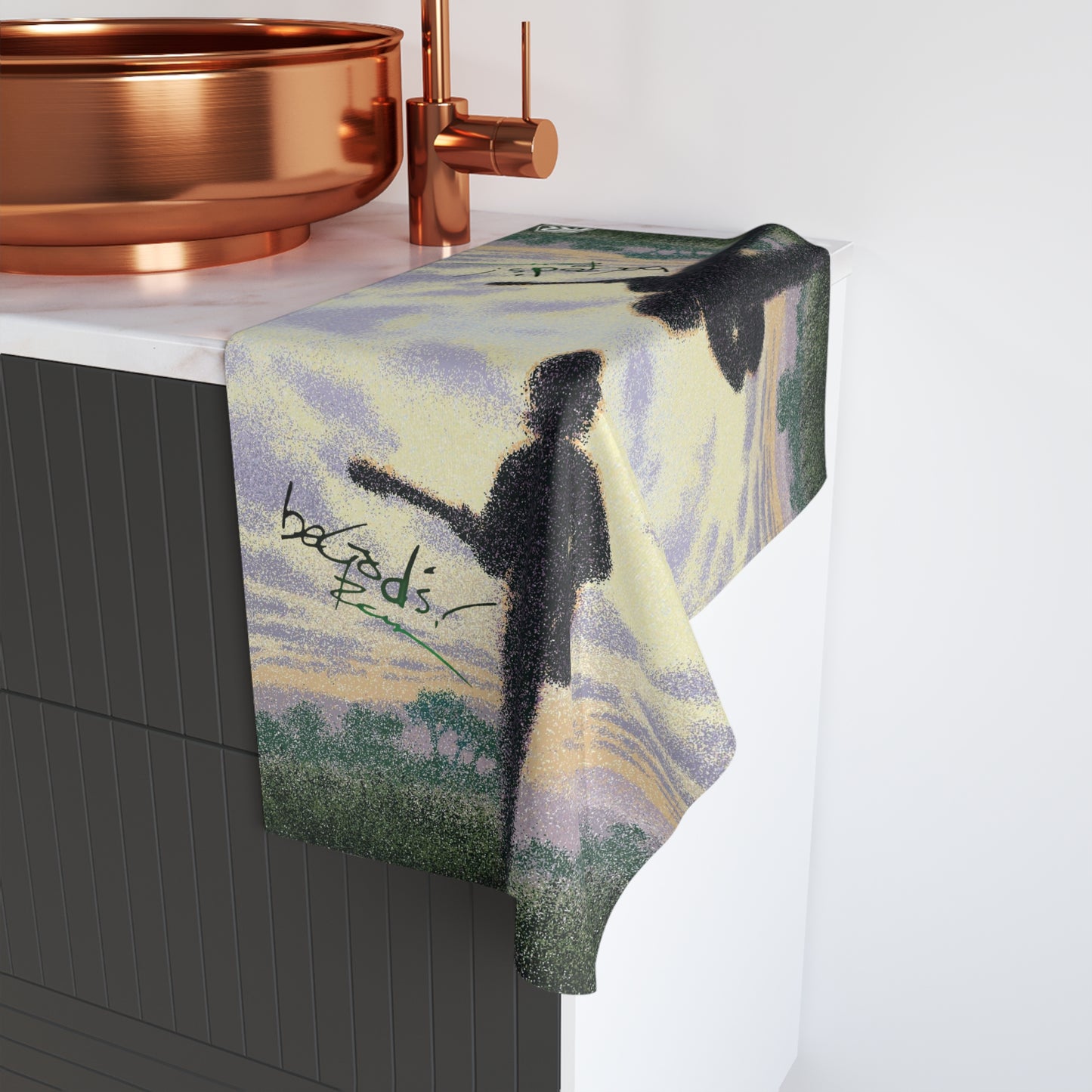 Rich Mullins Hand Towel Guitarist Silhouette Be Gods Autograph Bathroom Decor, Kitchen Towel, Cotton Towel, Unique Home Gift, CCM Lover Gift