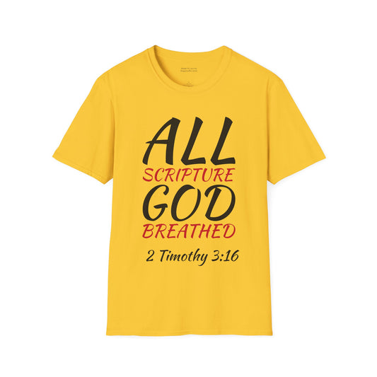 All Scripture God Breathed, 2 Timothy 3:16, Unisex Softstyle T-Shirt